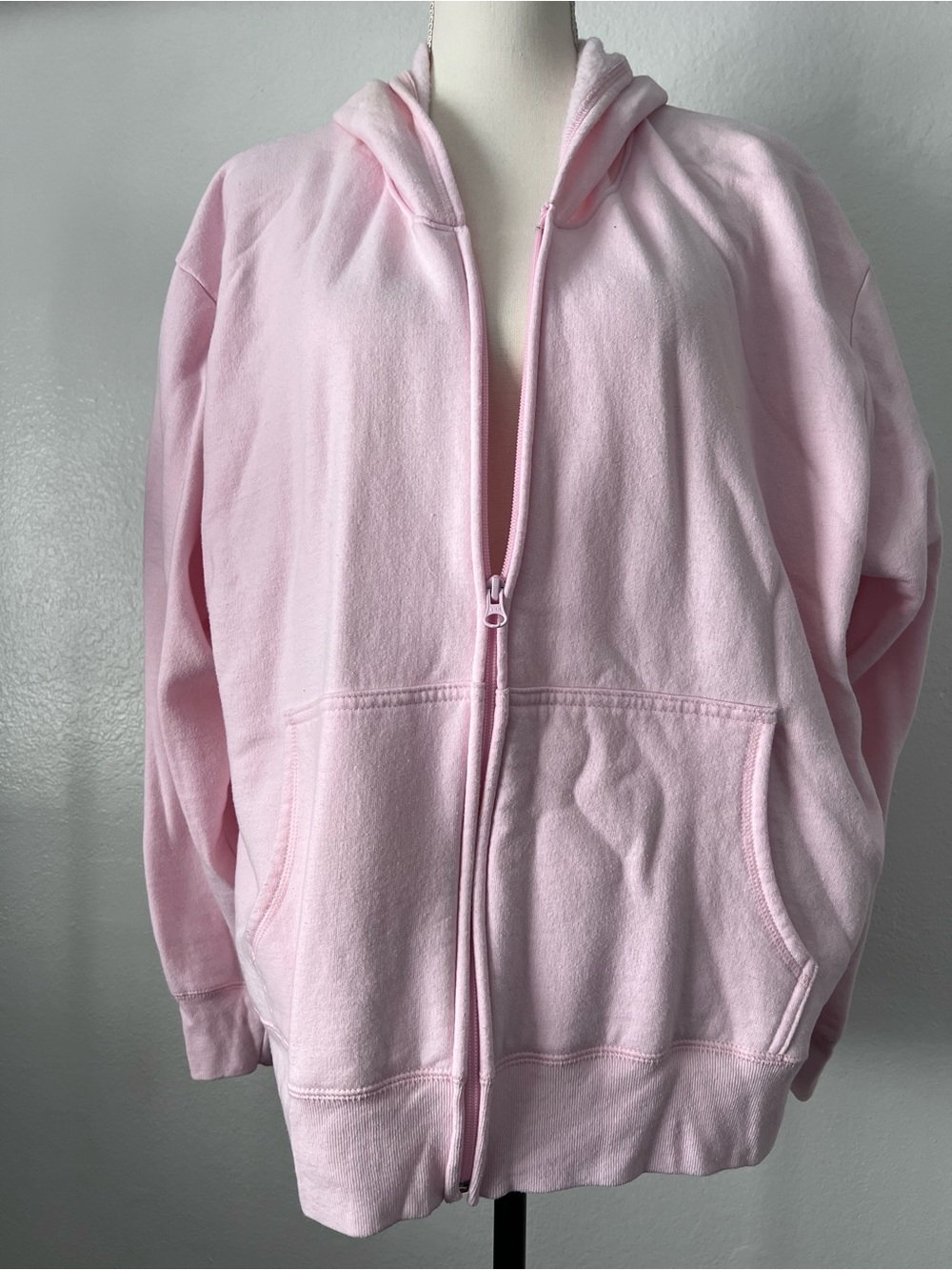 Hanes Light Pink Full Zip Hoodie Sweatshirt Size 2XL